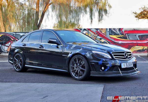 19 inch Staggered Niche Sector Gloss Anthracite on a 2008 Mercedes Benz C63 AMG w/ Specs
