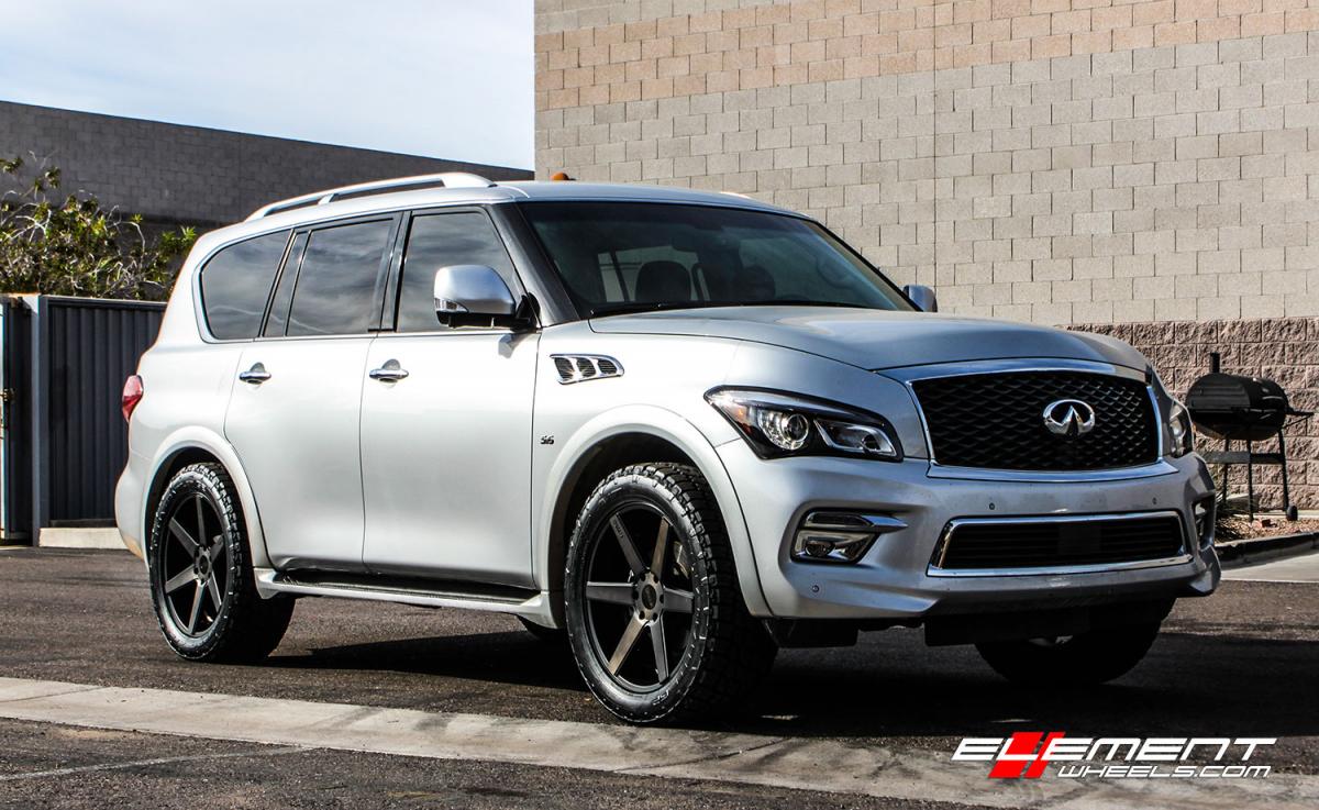 22 inch KMC KM704 District Satin Black on 2017 Infiniti QX80