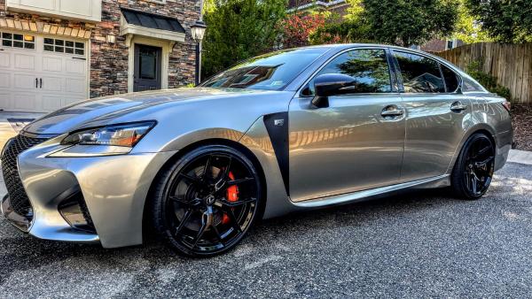Staggered 20 Inch Vossen HF-5 Gloss Black on a 2016 Lexus GS-F