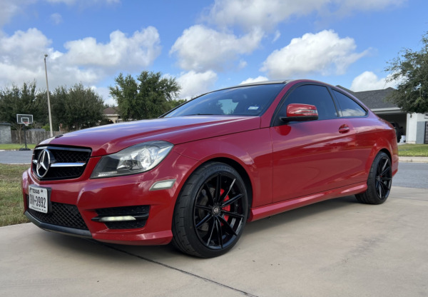 Staggered 18 inch Curva Concepts CFF46 in Gloss Black on a 2013 Mercedes-Benz C250