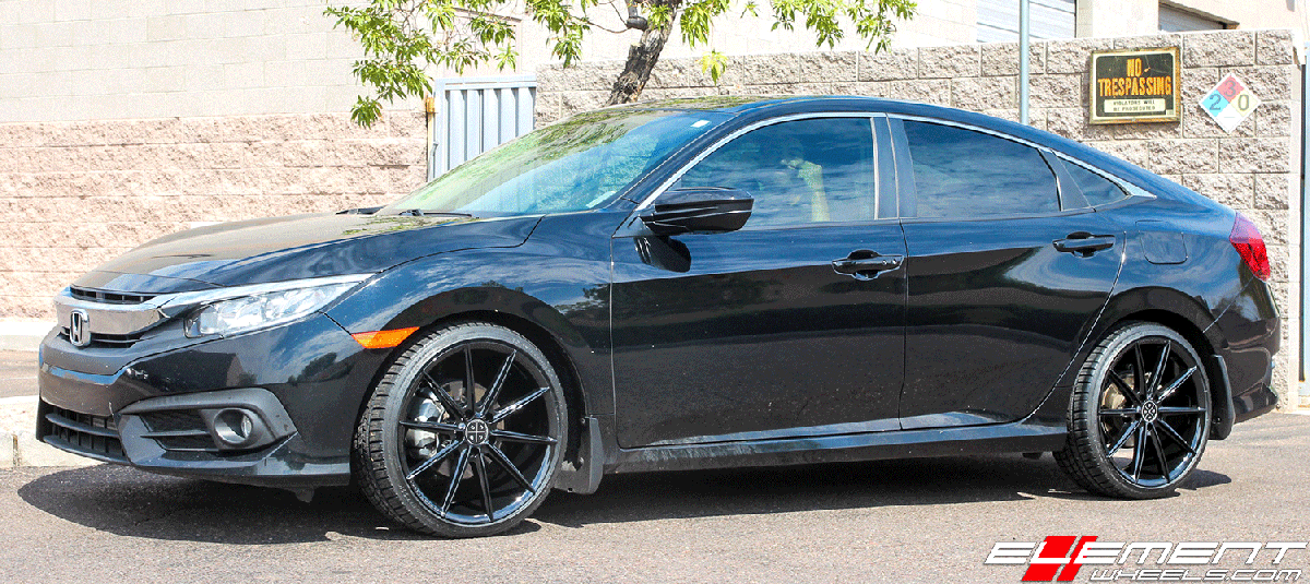 19 inch Blaque Diamond BD-11 Gloss Black on 2017 Honda Civic Sedan
