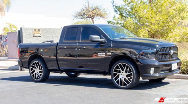 24 Inch Status Juggernaut in Gloss Black Machined on a 2015 Dodge Ram 1500