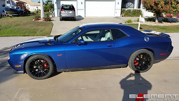 20 inch Staggered Hellcat Replica Wheels Gloss Black on a 2011 Dodge Challenger SRT w/ Specs