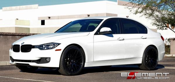 19 inch staggered Ground Force GF07 Gloss Black on 2013 BMW 3 Series w/ Specs