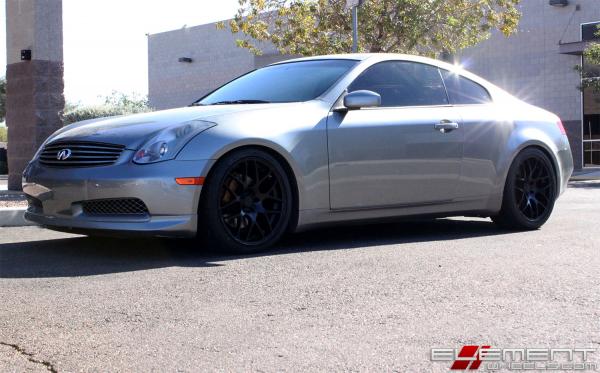 19 inch Staggered Eurotek 02 Matte Black on a 2004 Infiniti G35 Coupe w/ Specs