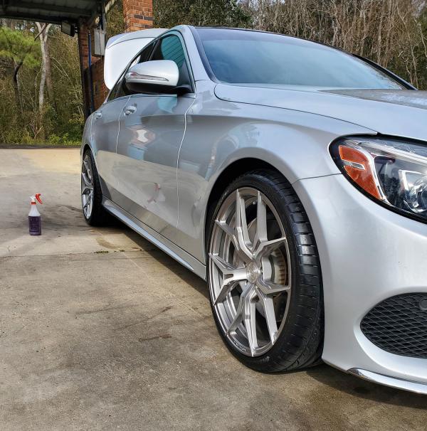 20 inch Staggered Rohana RFX5 Brushed Titanium on a 2015 Mercedes C300 Sport 2WD