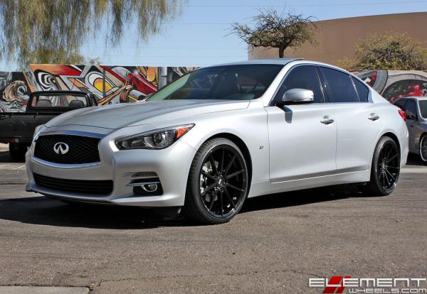 20 inch Staggered Variant Alloy Argon Piano Black (Rotary Forged) on a 2015 Infiniti Q50 RWD w/ Specs