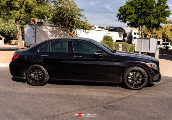 19 inch Staggered Vossen HF-3 Gloss Black w/ Double Tint on a 2017 Mercedes Benz C43 AMG Sedan