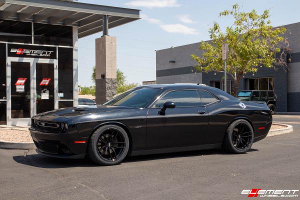 Staggered 20 Inch Variant Krypton In Gloss Piano Black on a 2015 Dodge Challenger R/T