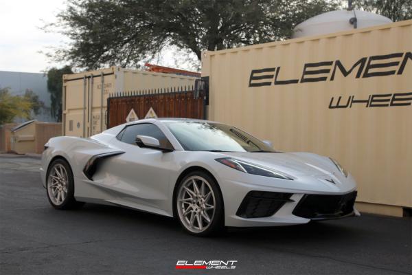 20 inch Staggered Blaque Diamond BD-F20 Brushed Silver on a 2021 Chevrolet Corvette C8 Stingray