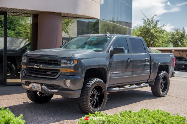 22 inch Fuel Off-Road Lockdown Gloss Black Milled D747 on a Lifted 2017 Chevrolet Silverado 1500