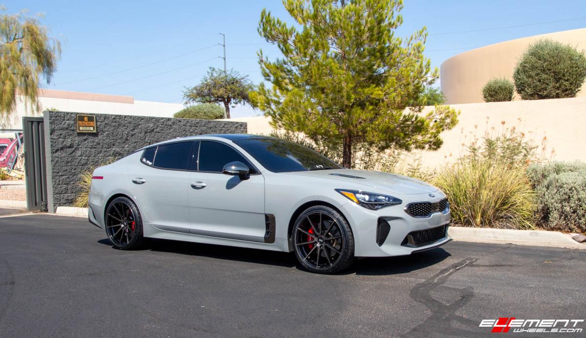 Staggered 20 Inch Variant Argon in Gloss Piano Black Double Dark Tint (Custom) on a 2020 Kia Stinger GT2 AWD