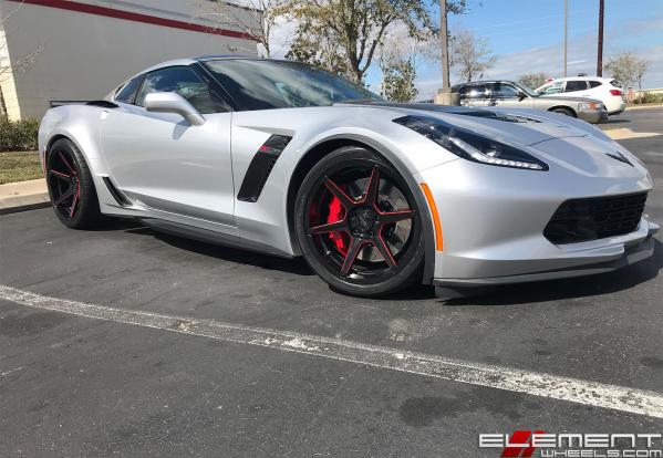 19/20 inch Staggered Ace Alloy AFF06 Gloss Black Milled on a 2017 Chevy Corvette C7 Z06 w/ Specs