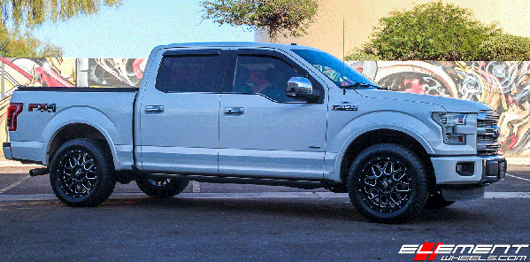 20 inch XD Series XD820 Grenade Satin Black w/ Milled Edges on 2015 Ford F-150 (Stock Height)