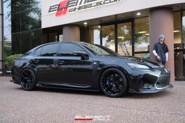 20 inch Staggered Vossen HF-5 Gloss Black on a 2020 Lexus GS-F