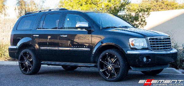 22 inch Diablo DNA Gloss Black w/ Chrome Inserts on 2008 Chrysler Aspen