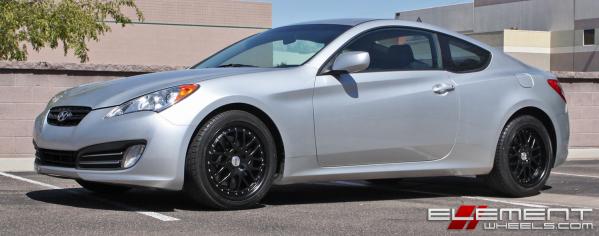 18 in staggered TSW Valencia Matte Black on a 2010 Hyundai Genesis Coupe w/ specs