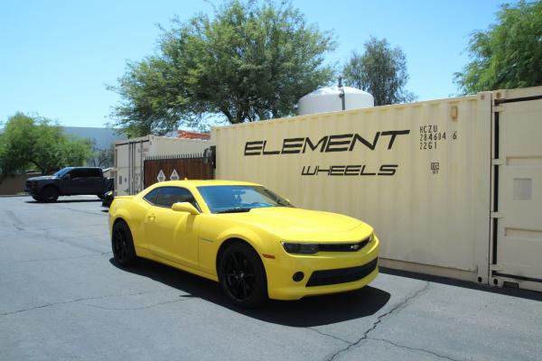 Staggered 20 Inch Curva Concepts C46 in Gloss Black on 2014 Chevy Camaro RS