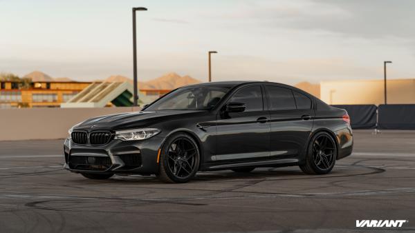 20 inch Staggered Variant Xenon Satin Black on a 2019 BMW M5 Competition