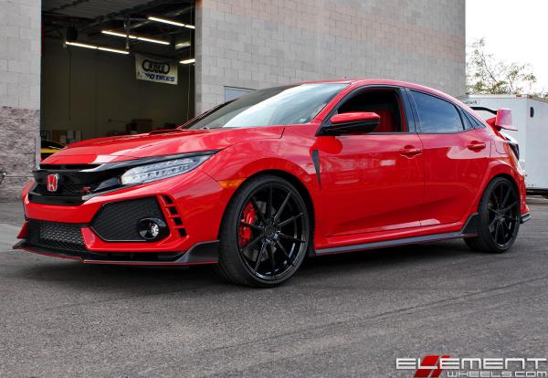 20×9 Variant Argon Piano Black (Rotary Forged) on a 2018 Honda Civic Type-R w/ Specs