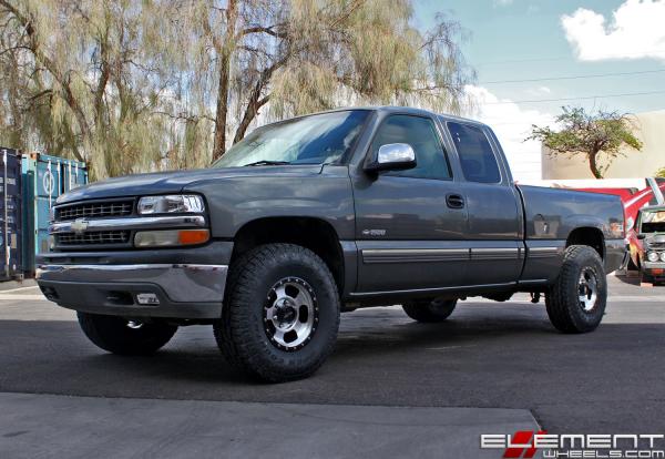 16x8 American Racing AR969 Aspen Off Road Machined Face w/ Satin Black Ring on a 2001 Chevy Silverado 1500 w/ Specs