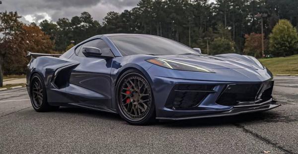 20/21 inch Double Staggered Variant TKB-3P Satin Bronze w/ Carbon Lip on a 2021 Chevrolet Corvette C8 Z51
